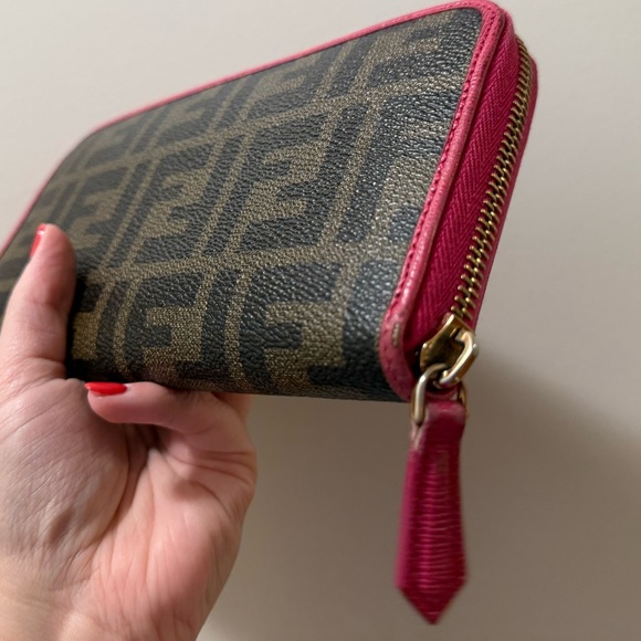 Fendi Brown and Pink Zucca Zippy Wallet - Picture 8 of 12